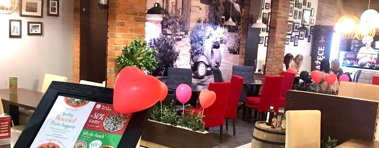 Strefa klienta w pizzerii Domino's w Gdańsku przy ul Kołobrzeskiej 41 c