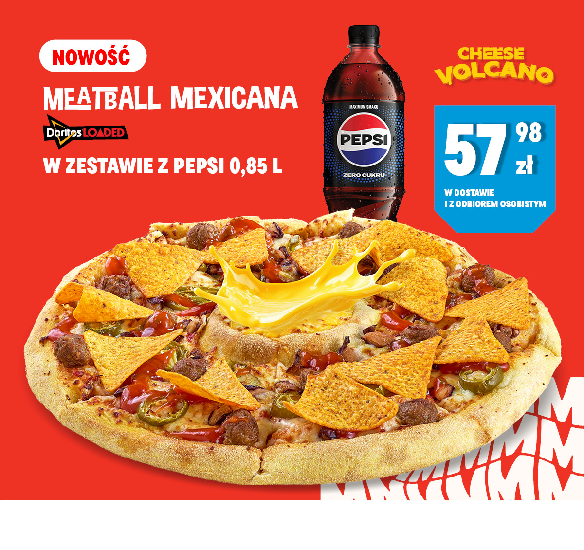 Pizza Meatball Mexicana w zestawie z Pepsi w promocyjnej cenie